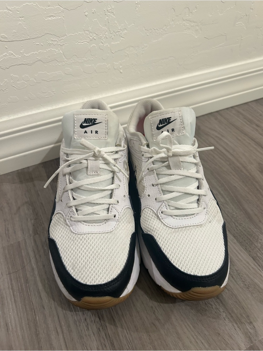 Nike White and Black Women's Air Sneakers with Gum Outsole